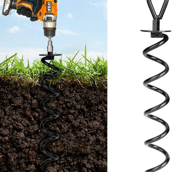Ground Spiral Auger Stakes Suitable for Tent Trampoline(1 Earth Anchor) - Picture 1 of 8